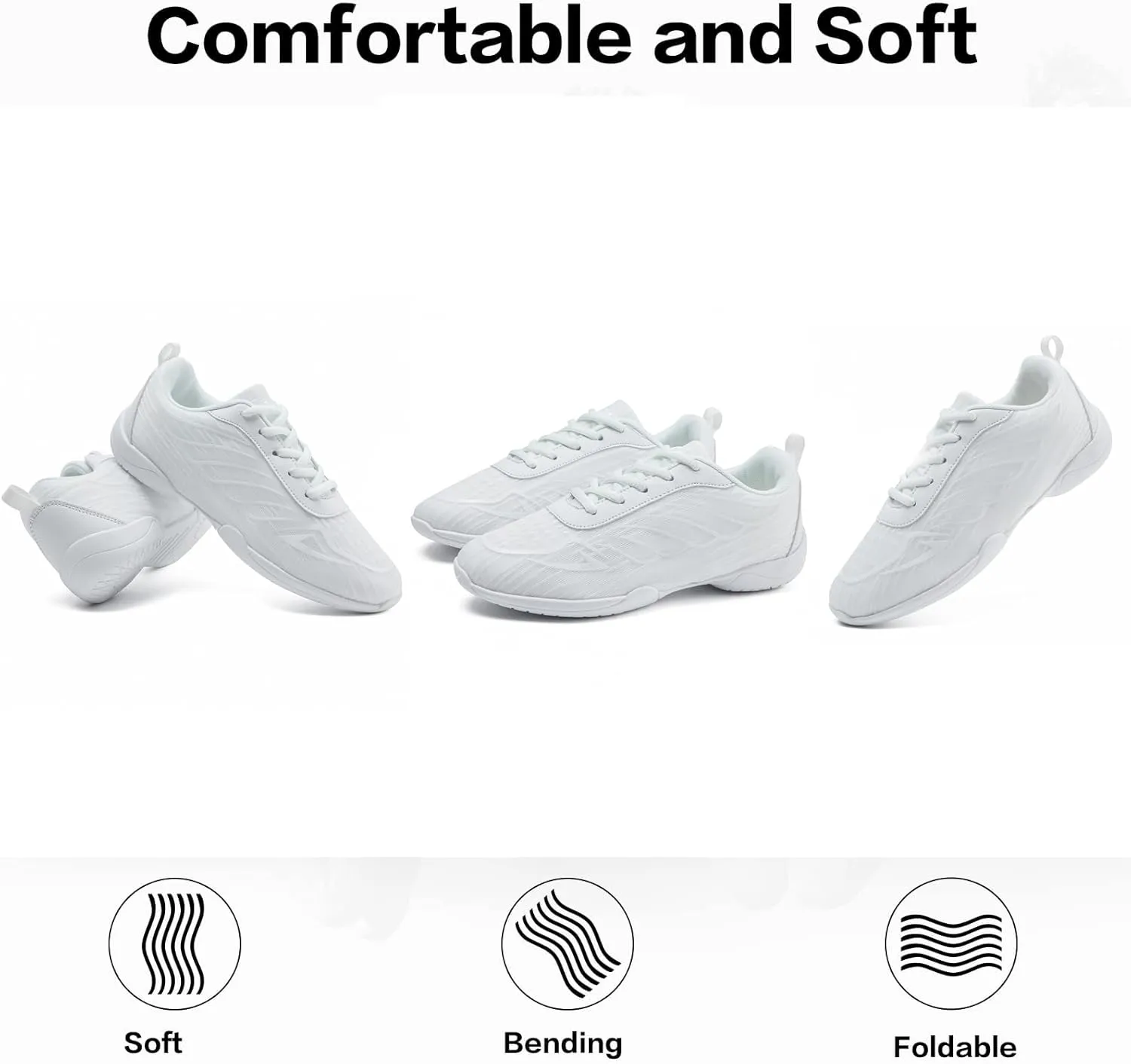White Cheer Shoes for Girls Womens cheer shoes Youth girls Cheerleading shoes Competition Gear Dance Tennis Sports Training Athletic Comfortable Flats Breathable Soft kids cheer sneakers