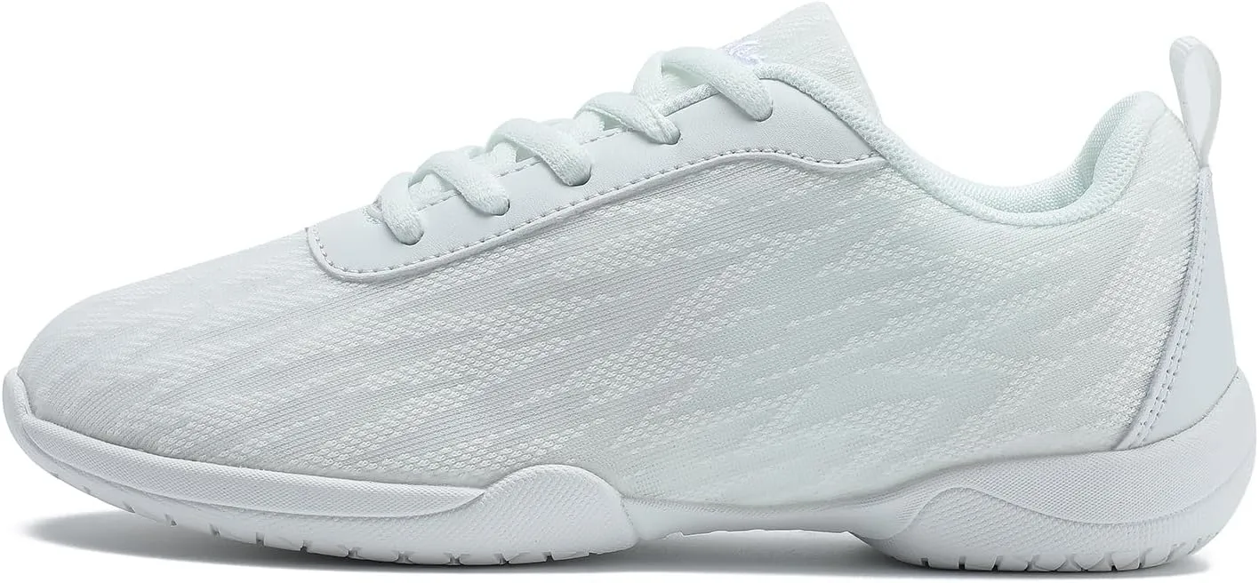 White Cheer Shoes for Girls Womens cheer shoes Youth girls Cheerleading shoes Competition Gear Dance Tennis Sports Training Athletic Comfortable Flats Breathable Soft kids cheer sneakers