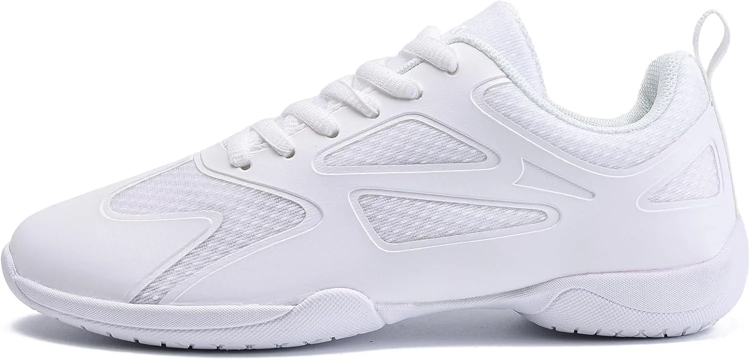 White Cheer Shoes for Girls Womens cheer shoes Youth girls Cheerleading shoes Competition Gear Dance Tennis Sports Training Athletic Comfortable Flats Breathable Soft kids cheer sneakers