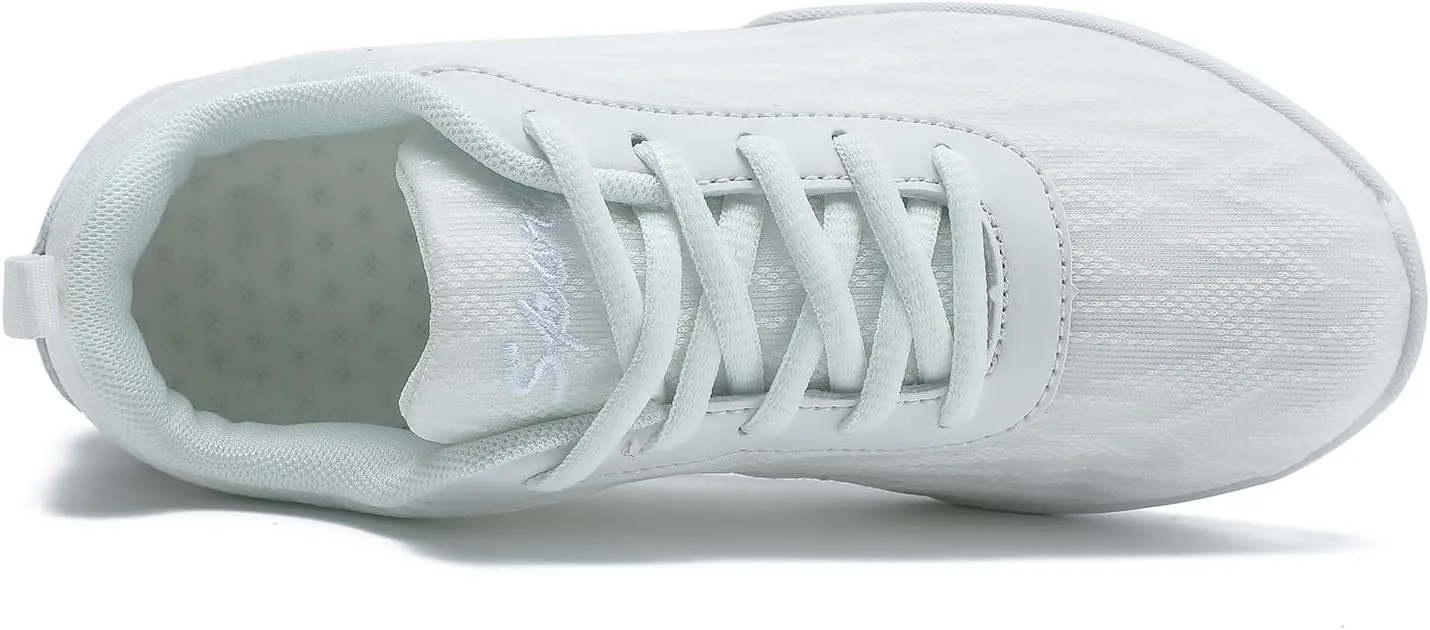 White Cheer Shoes for Girls Womens cheer shoes Youth girls Cheerleading shoes Competition Gear Dance Tennis Sports Training Athletic Comfortable Flats Breathable Soft kids cheer sneakers