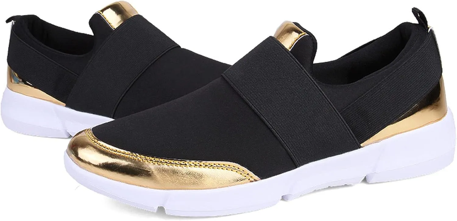 Women Casual Shoes Flats Lightweight Low Top Unlaced Mesh Fashion Sneakers Athletic Walking Shoes for Women Adult