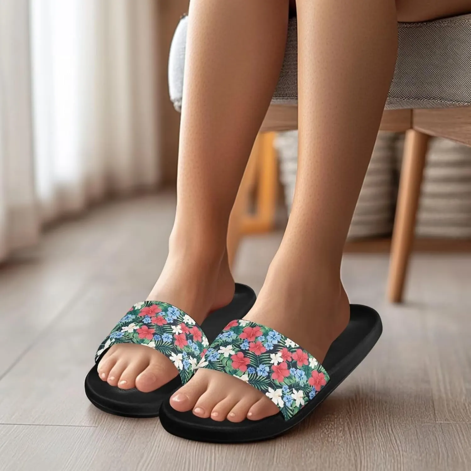 Women Slide Sandals Summer Beach Sandals Soft Lightweight Shower Shoes Casual Non Slip Slide Sandal Shower Shoes