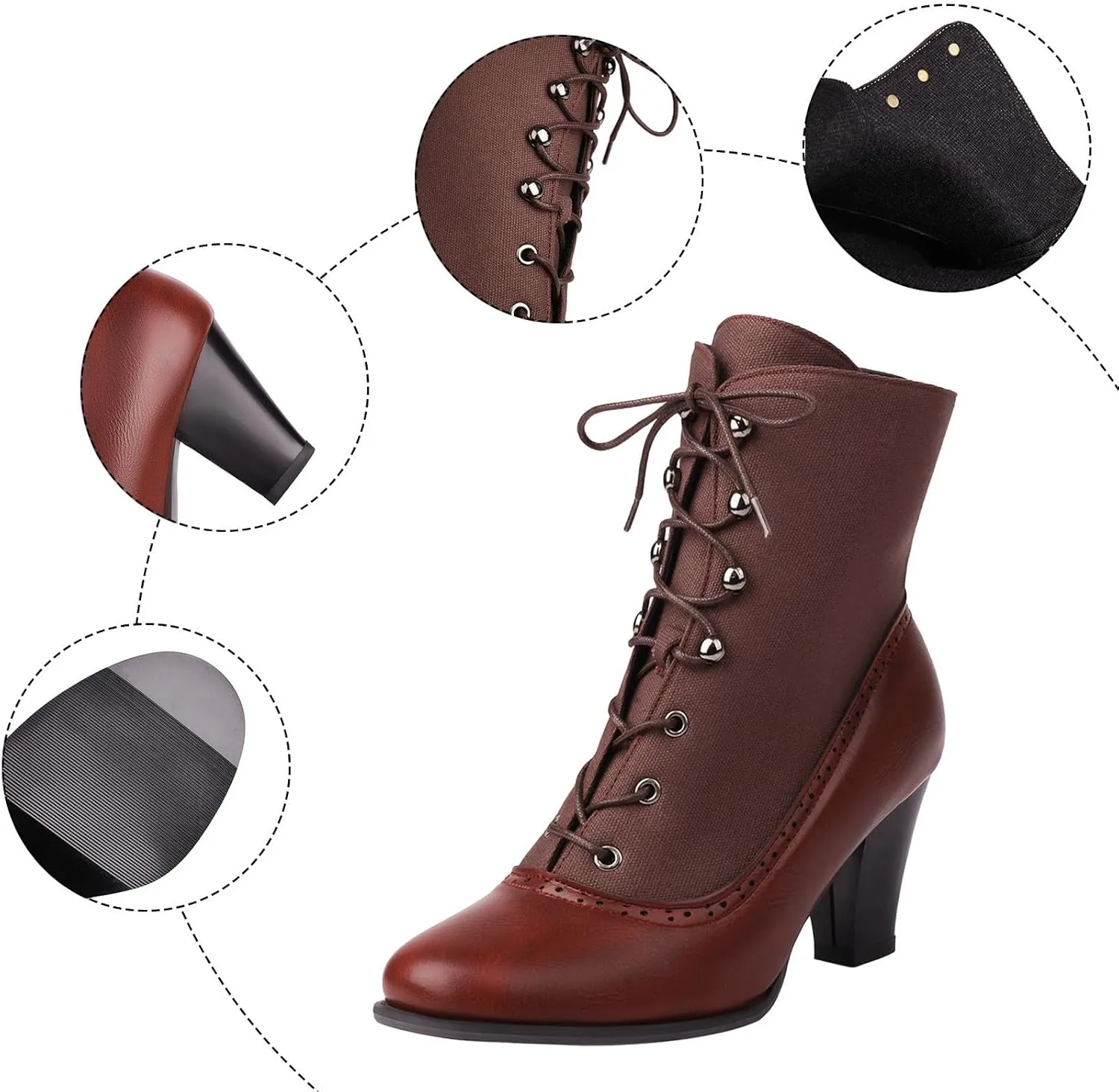 Women's Ankle Boots Victorian Boots Black Boots Chunky Heel Lace Up Witch Boots Knight Boots Cowgirl Rain Boots Mid Calf Side
