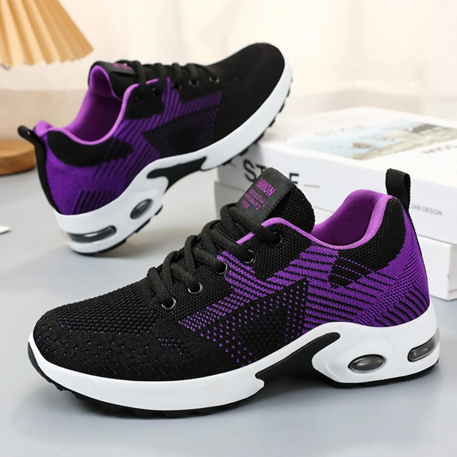 Women's Cushion Sneakers - Breathable, Non-Slip Walking Shoes with Shock-Absorbing Comfort, Lightweight for Running, Walking, and Everyday Use