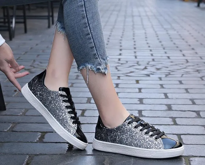 Women's Fashion Sneakers, Casual Shoes, Comfortable Shiny Sneakers