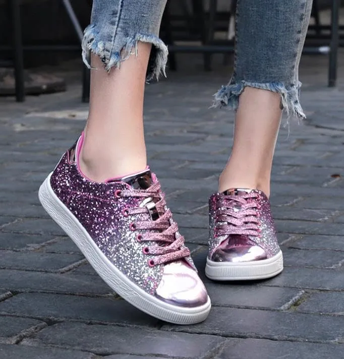 Women's Fashion Sneakers, Casual Shoes, Comfortable Shiny Sneakers