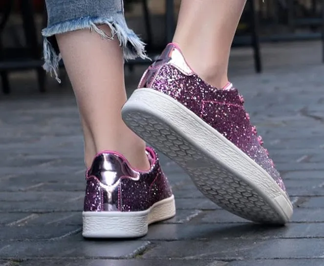 Women's Fashion Sneakers, Casual Shoes, Comfortable Shiny Sneakers