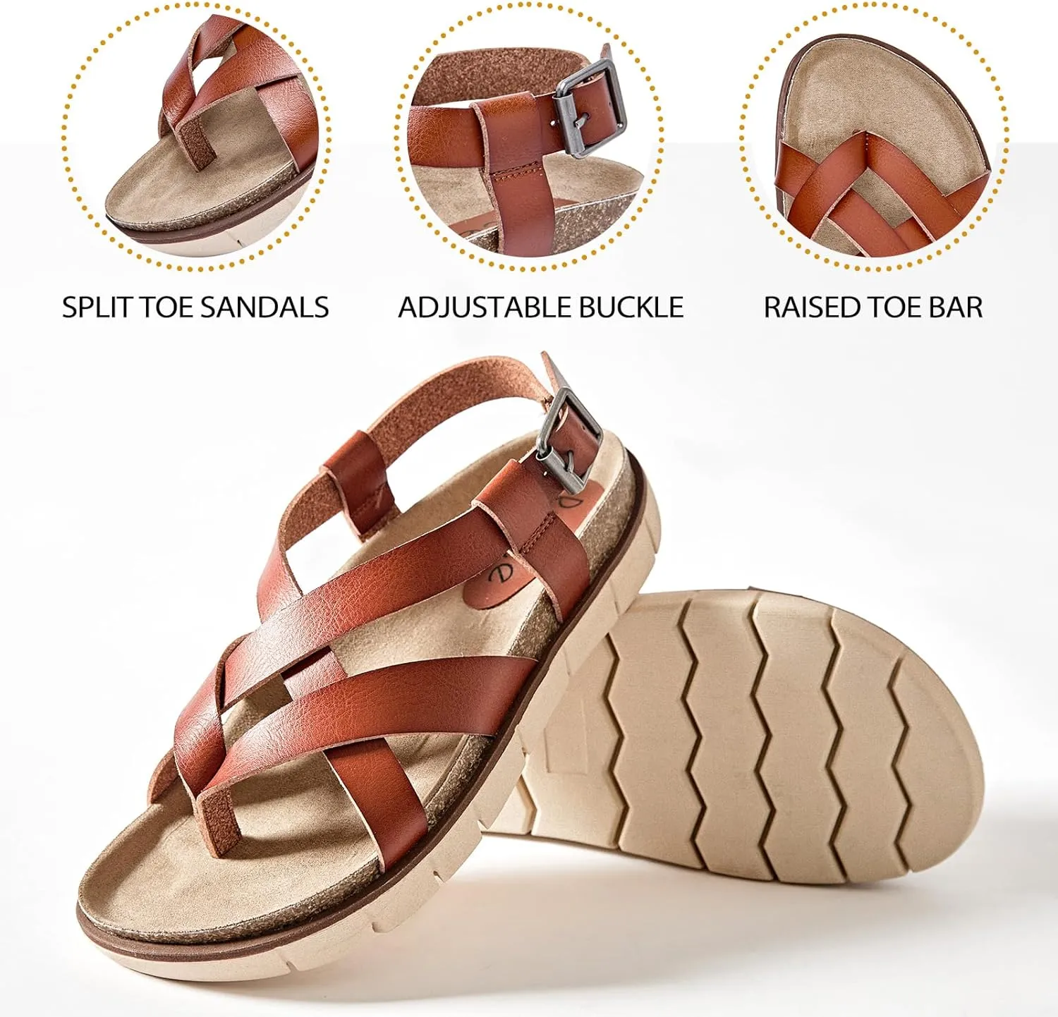 Women's Flat Slides Sandals Comfortable Platform Sandals Cork Footbed Summer Fashion Yoga Mat Soft Plantar Slippers Arch Support Slip on Shoes for Women.