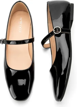 Women's Flats Mary Jane Ballet Flats for Women Classic Square Toe Women Shoes Dressy Comfort Ankle Strap Flats for Women