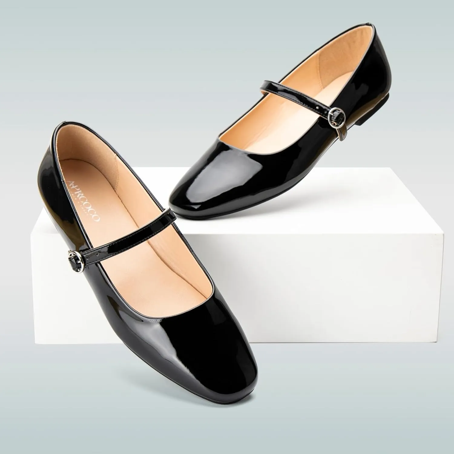 Women's Flats Mary Jane Ballet Flats for Women Classic Square Toe Women Shoes Dressy Comfort Ankle Strap Flats for Women