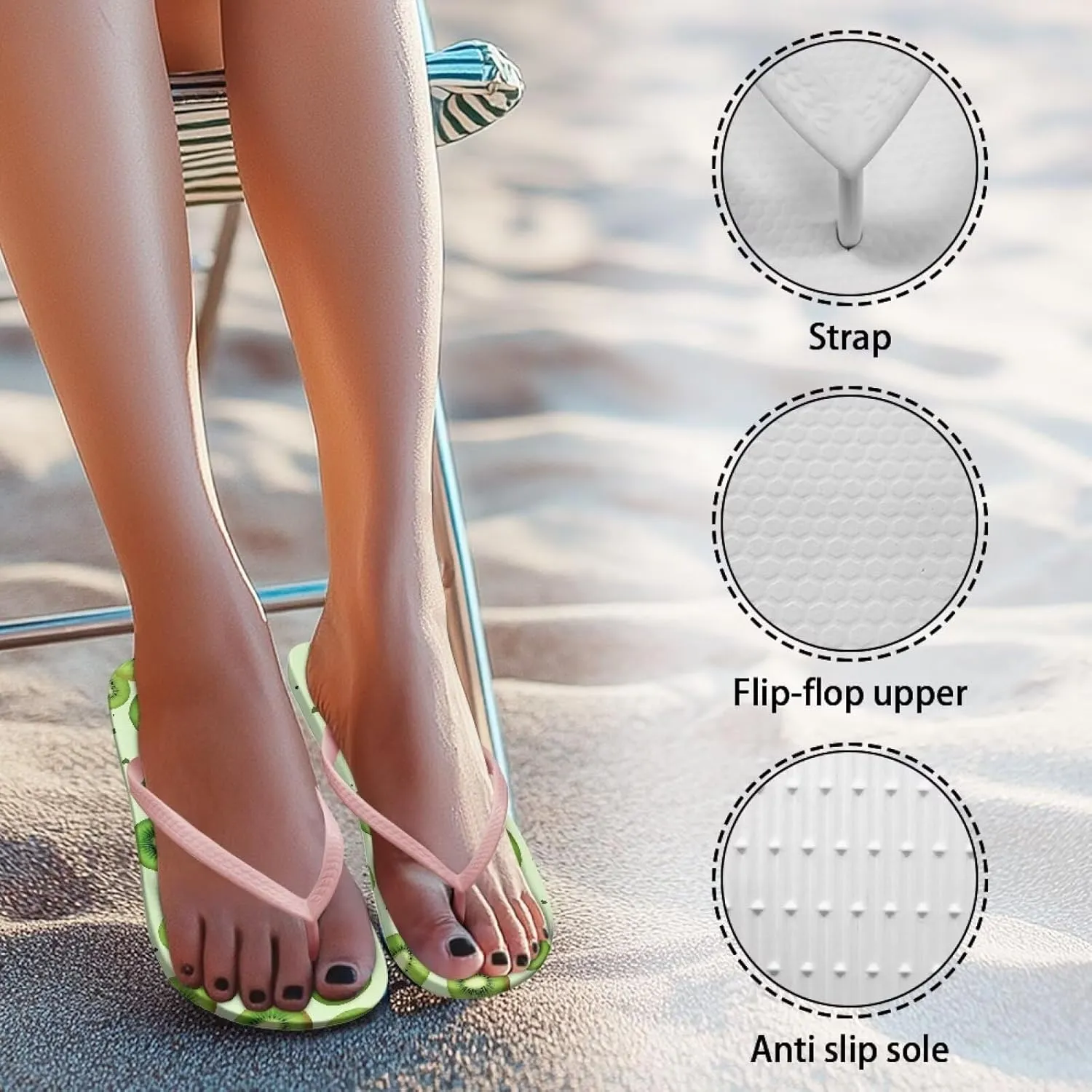 Women's Flip Flops Sandals, Soft Beach Pool Pink Thong Sandals Slide Shoes EUR Size 35 36 37 38 39 40