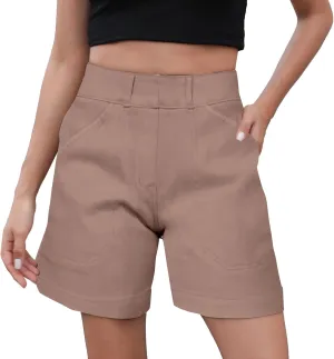 Women's Lightweight Elastic Waist Shorts Summer Travel Beach Palazzo Stylish Shorts Durable Golf Tennis Fashion Pants