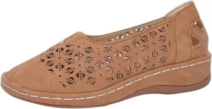 Womens Loafers Summer Comfortable Dressy Soft Plat Sandals Breathable Hollow Out Office Work Shoes Closed Toe Low Heel Walking Slip On Sandal for Women Casual Lightweight