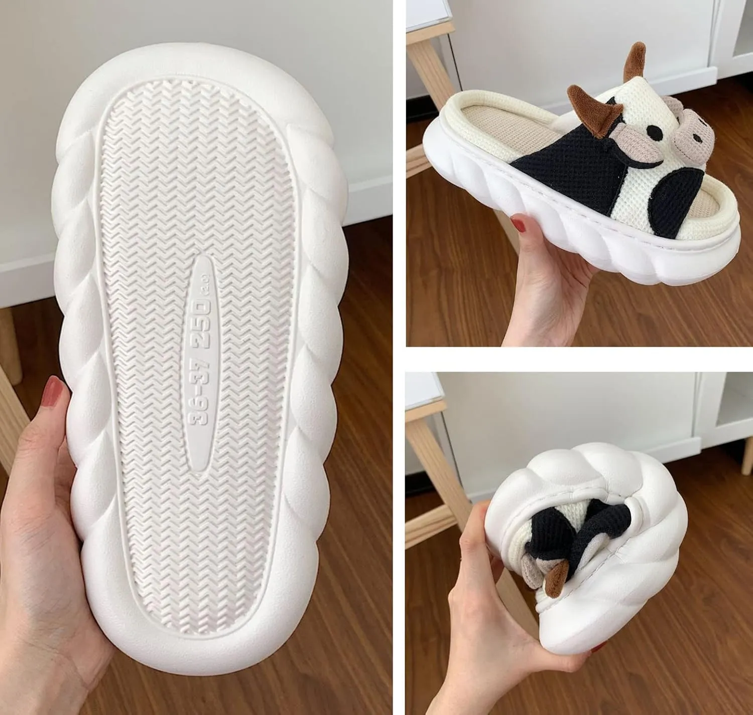 Women's men's cow slippers, cow linen slippers, cow cloud slide pillow slippers, cow linen sandals