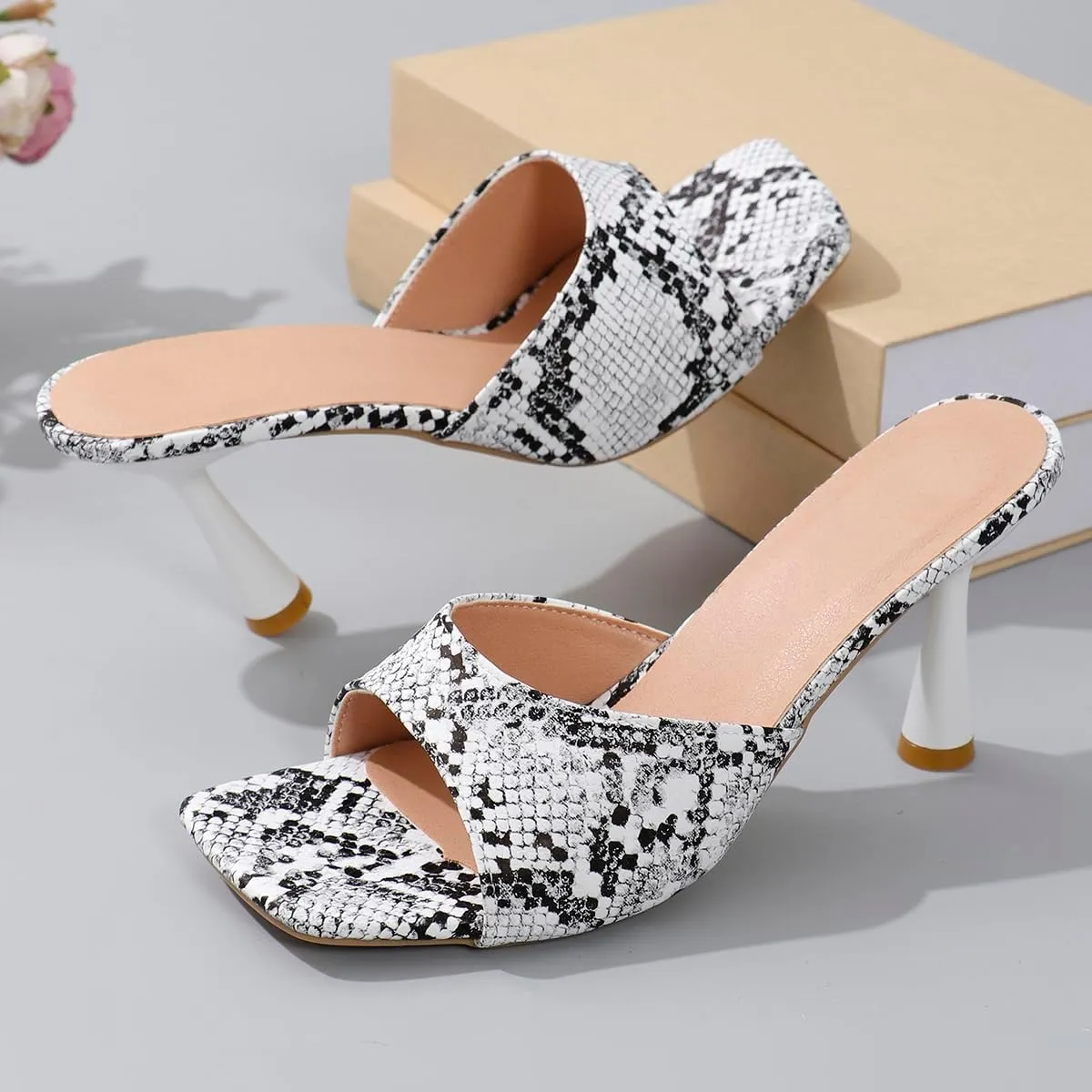 Women's Peep Toe Stilettos High Heel Animal Print Dressy Sexy Stiletto High Heels Dress Sandals Evening Party Prom Shoes