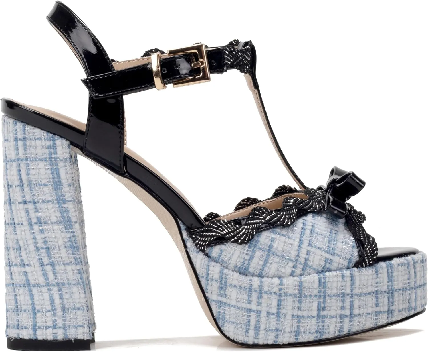 Women'S Platform Chunky Heel Sandals- Open Toe Ankle Strap Platform Block Heels Sandals, Party Sandals, Black,