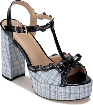 Women'S Platform Chunky Heel Sandals- Open Toe Ankle Strap Platform Block Heels Sandals, Party Sandals, Black,