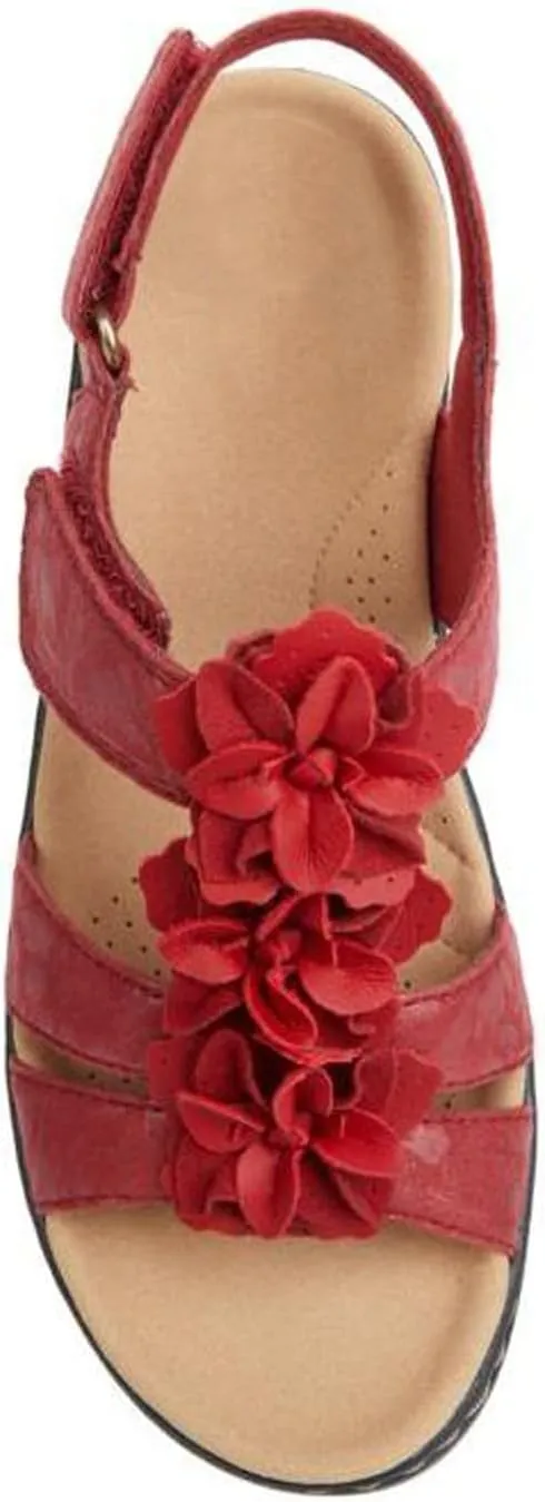 Womens Sandals Embroidered Anti-Slip Women's Open Toe Sandals Breathable Large Size Travel Slippers for Women