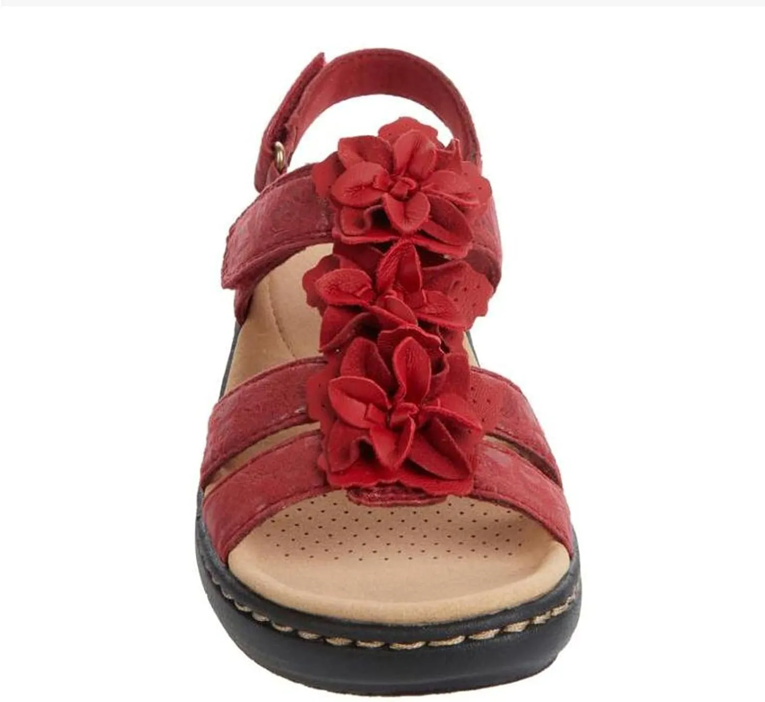 Womens Sandals Embroidered Anti-Slip Women's Open Toe Sandals Breathable Large Size Travel Slippers for Women