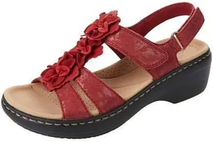 Womens Sandals Embroidered Anti-Slip Women's Open Toe Sandals Breathable Large Size Travel Slippers for Women