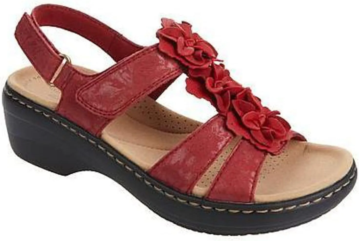 Womens Sandals Embroidered Anti-Slip Women's Open Toe Sandals Breathable Large Size Travel Slippers for Women