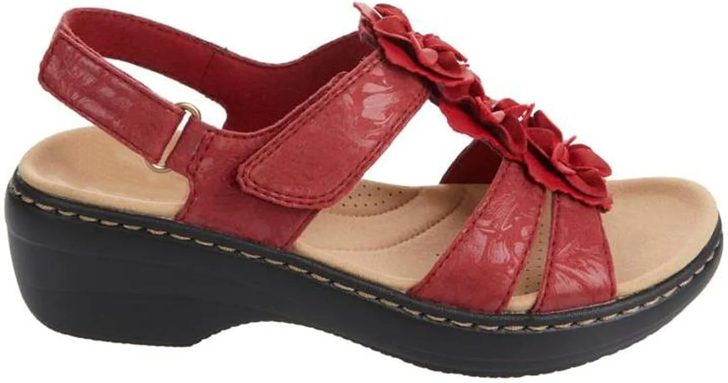 Womens Sandals Embroidered Anti-Slip Women's Open Toe Sandals Breathable Large Size Travel Slippers for Women
