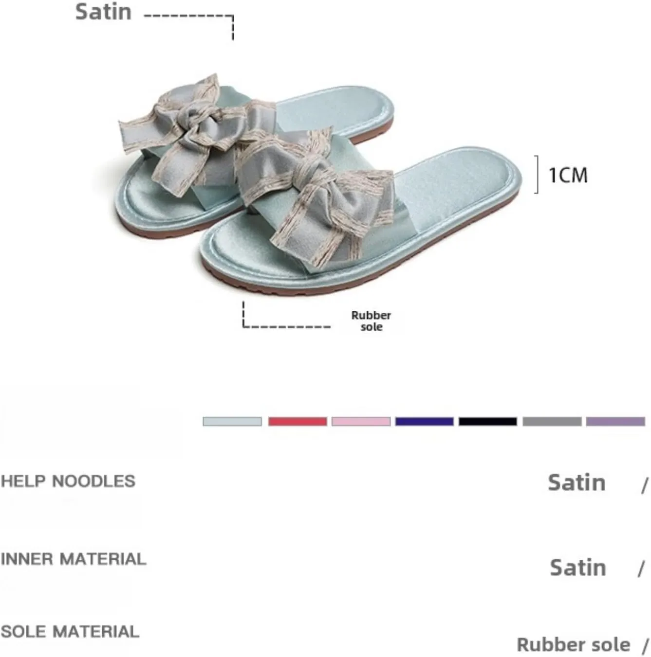 Women's Satin Bow Flat Slippers Luxury Anti Slip Silent Soft Sole Home Slides Fashion Style Indoor Sandals for All Seasons Comfortable Bridal Flip Flops