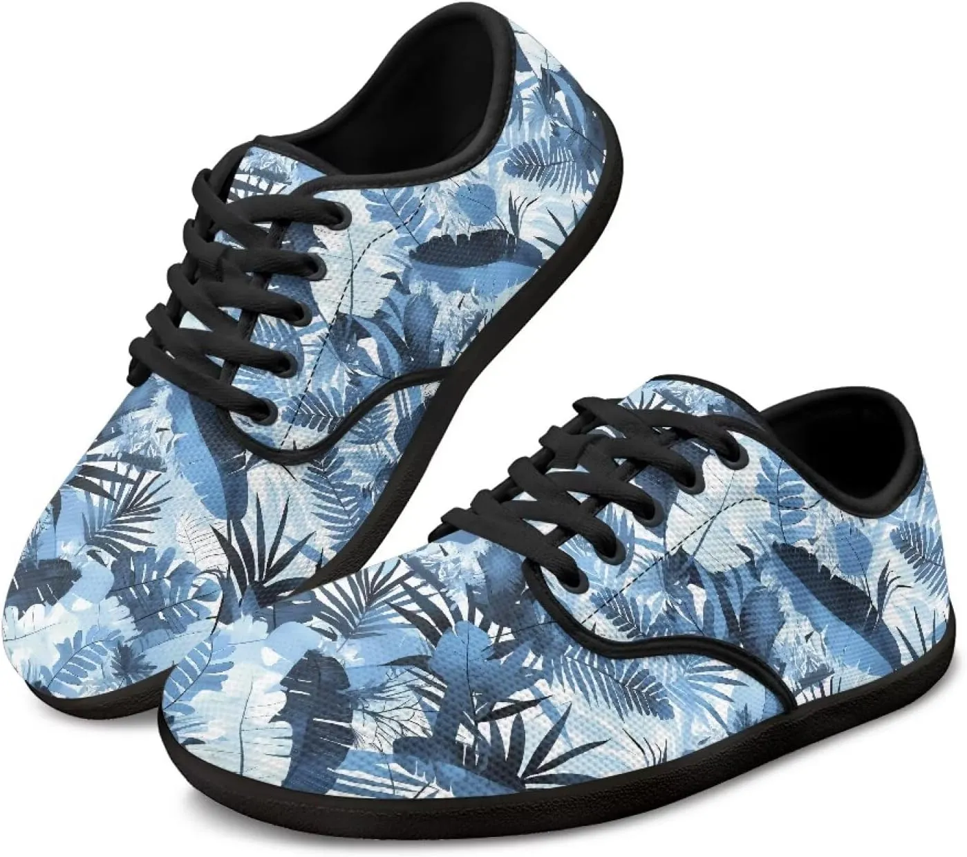 Womens Sneakers Barefoot Shoes Wide Toe Zero Drop Flats Shoes Fashion Laces Up Running Shoe US Size 6-13.5 Black Sole