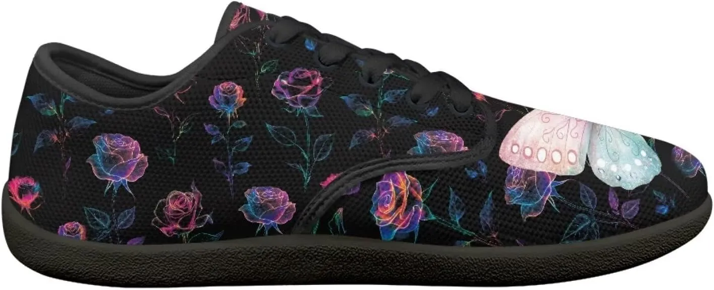 Womens Sneakers Barefoot Shoes Wide Toe Zero Drop Flats Shoes Fashion Laces Up Running Shoe US Size 6-13.5 Black Sole