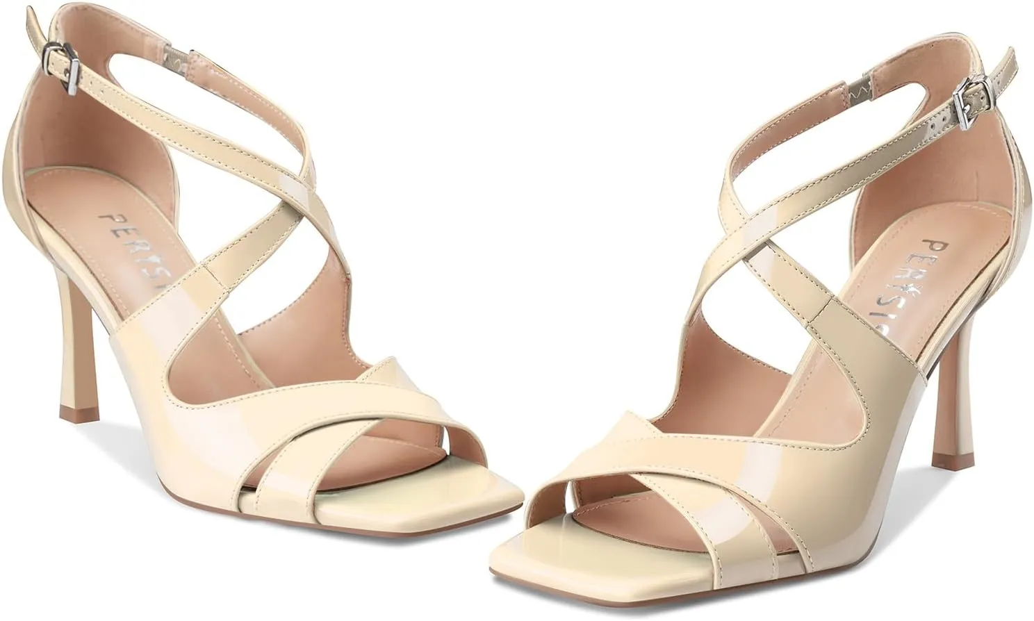 Women's Stiletto High Heels Cross Strap Dressy Sandals Square Open Toe Strappy Stilettos Summer Shoes for Ladies Sexy