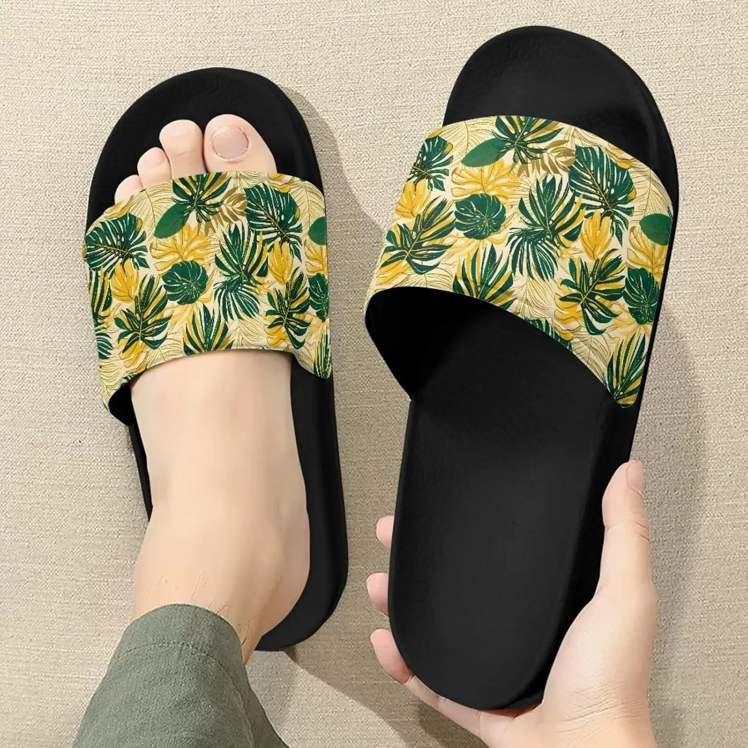 Womens Summer Pillow House Slide Sandals Casual Open Toe Flat Shoes Non-Slip Soft Slippers Slip On EVA Shower Shoes Flip Flops for Indoor & Outdoor