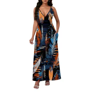 Womens V Neck Casual Outfits Long Flowy Floral Print Maxi Dresses Vacation Beach Cover ups Wedding Guests Sun Dress
