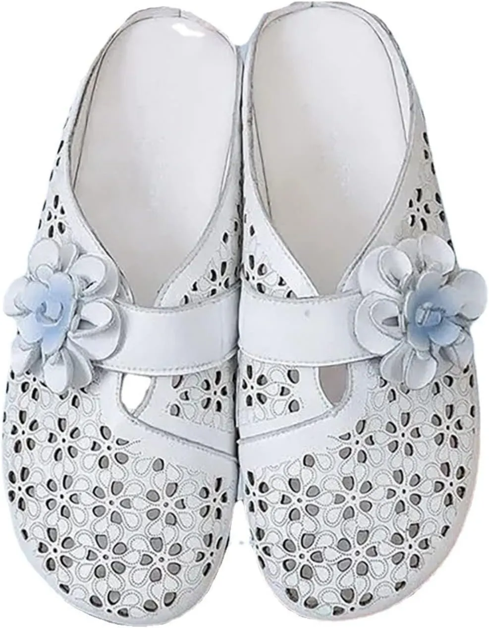 Women's Wedge Sandal Hollowed Out Bun Cover Wear Slippers Closed Toe Flower Large Size Slip on Comfy Mule Sandal