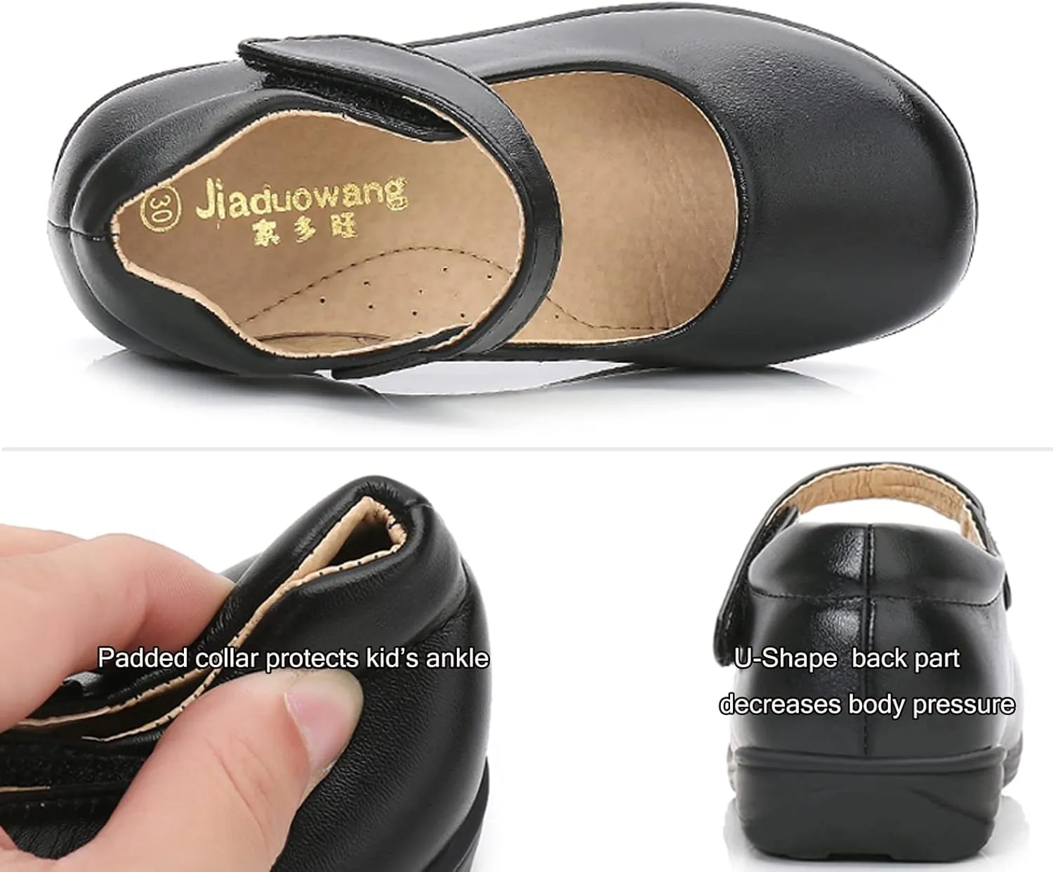 WUIWUIYU Little Big Girls Performance School Uniform Dress Mary Jane Flats Shoes
