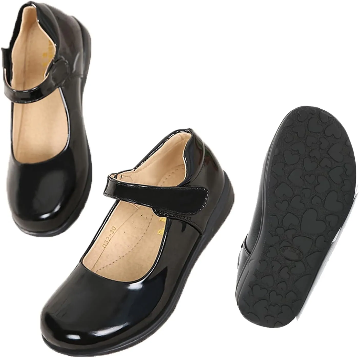 WUIWUIYU Little Big Girls Performance School Uniform Dress Mary Jane Flats Shoes