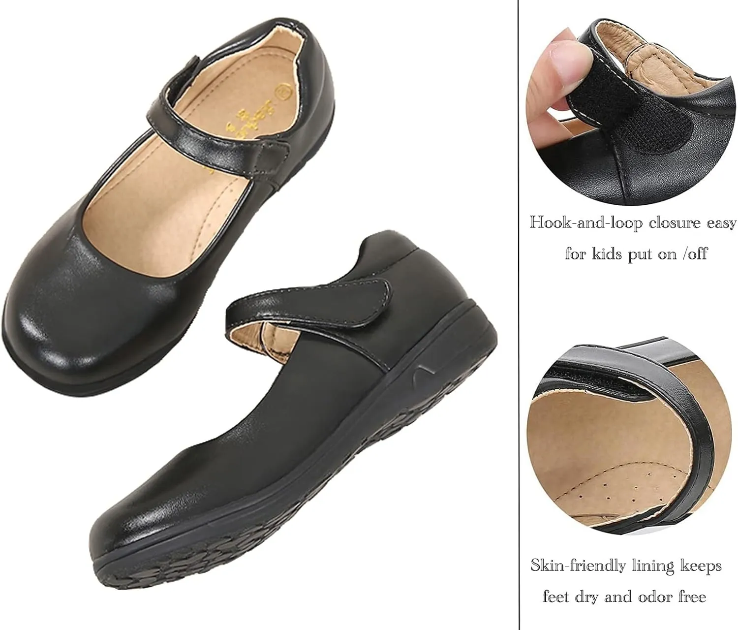 WUIWUIYU Little Big Girls Performance School Uniform Dress Mary Jane Flats Shoes