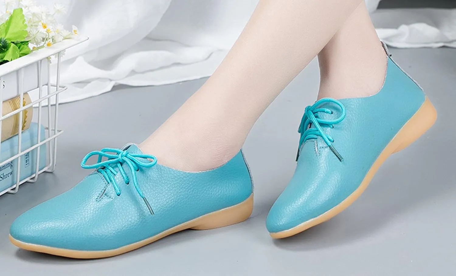 WUIWUIYU Womens Girls Lace Up Pointed Toe Oxfords Shoes Casual Dress Walking Driving Flats