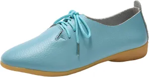 WUIWUIYU Womens Girls Lace Up Pointed Toe Oxfords Shoes Casual Dress Walking Driving Flats