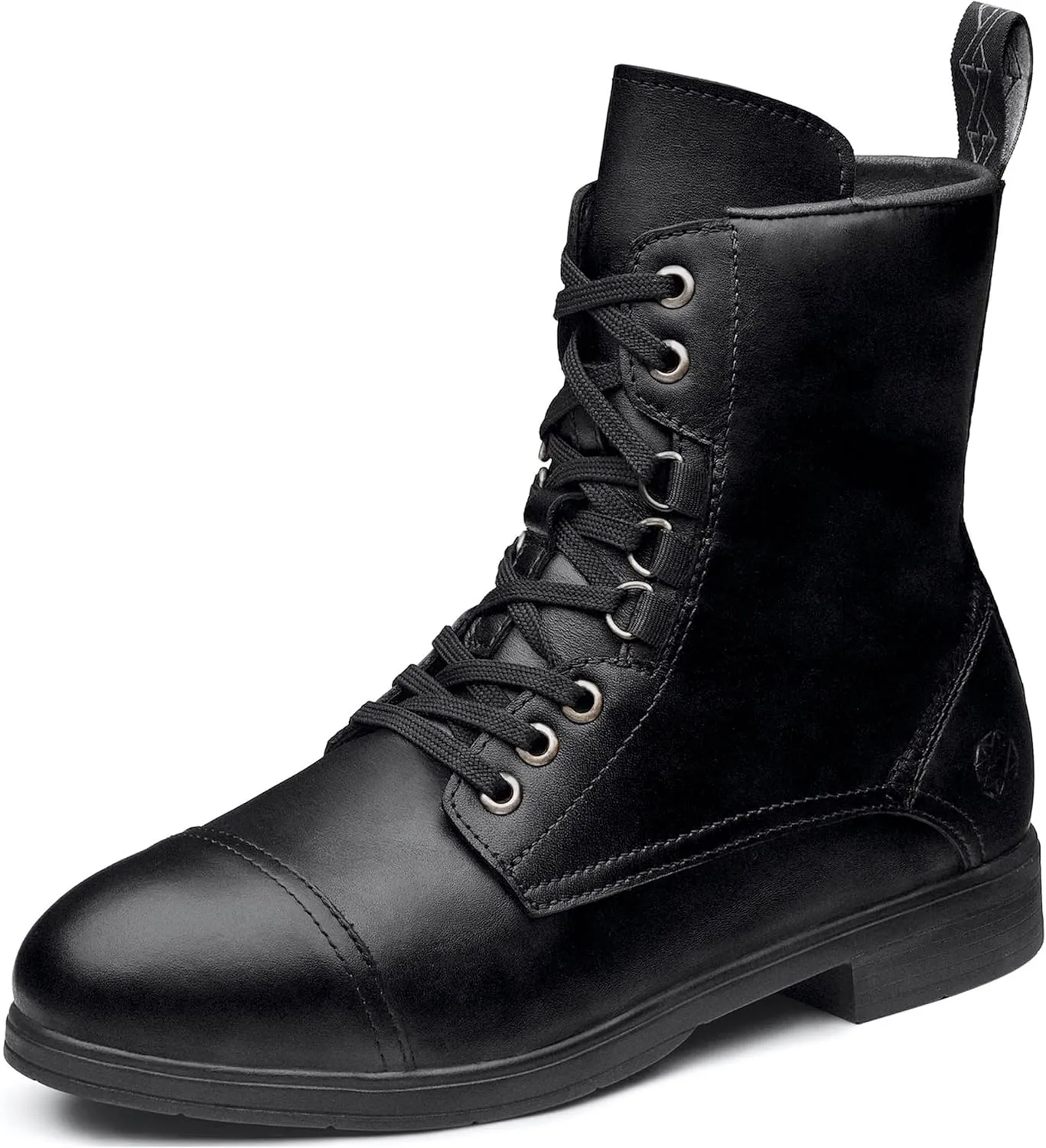XENA Spice Women’s Safety Steel Toe Work Boots, Premium Leather, Lightweight, Breathable, Comfortable, Slip Resistant, Laces and Side Zipper, ASTM F2413-18 Certified, OSHA Compliant, Jet Black Leather