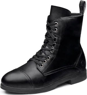 XENA Spice Women’s Safety Steel Toe Work Boots, Premium Leather, Lightweight, Breathable, Comfortable, Slip Resistant, Laces and Side Zipper, ASTM F2413-18 Certified, OSHA Compliant, Jet Black Leather