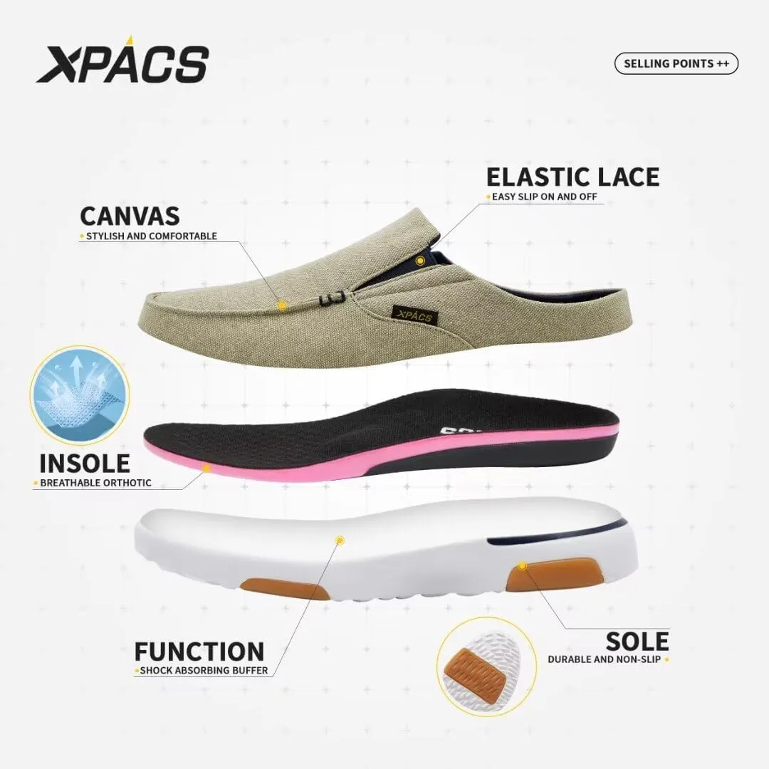 XPACS Men's Orthopedic Comfy Slippers, Stylish Arch Support Casual Shoes for Plantar Fasciitis Recovery, Non Slip Canvas Shoes for Heel and Foot Pain Relief