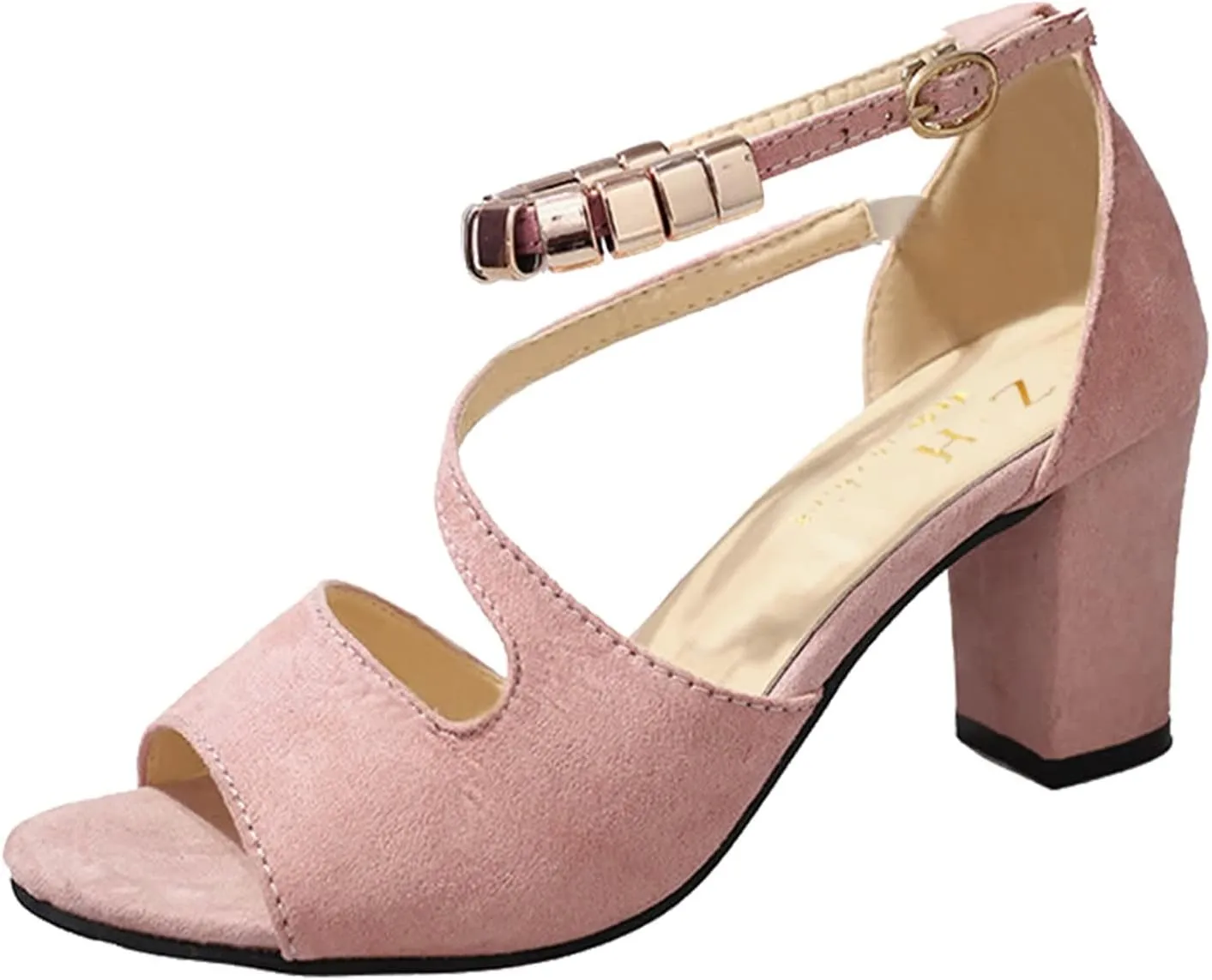 Yanzhenglip Sandals Women Fashion Heels, Women'S Sexy High Heel Sandals Open Toe Pointed Party Sandals, Summer Dressy Low Heel Sandals Hollowed Out Comfortable