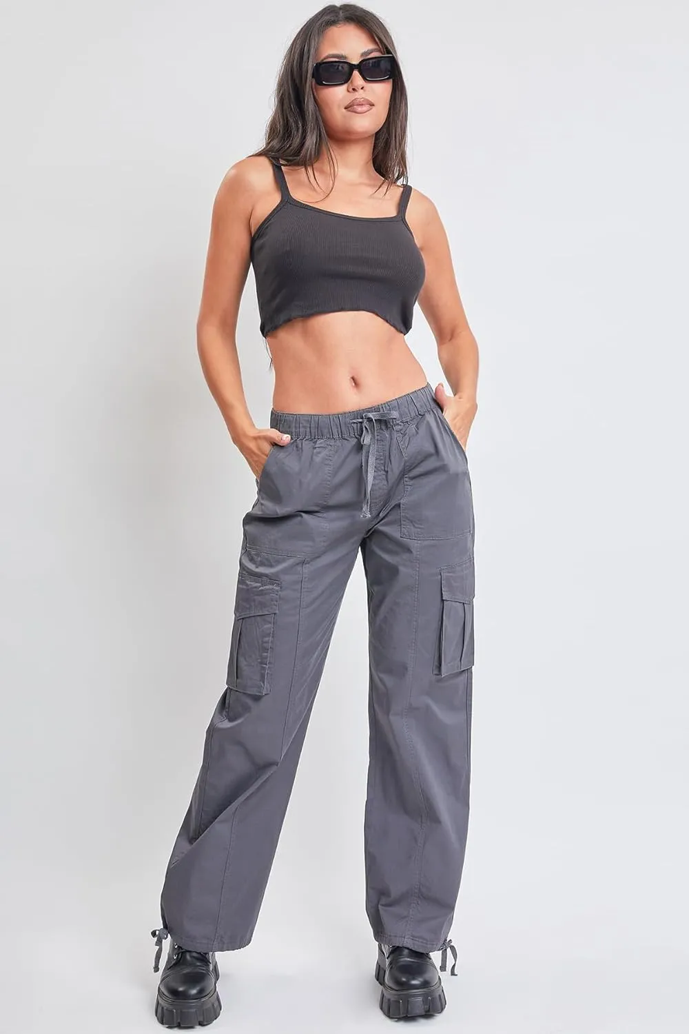 YMI Jeans Women's Mid Rise Pull on Cargo Pants