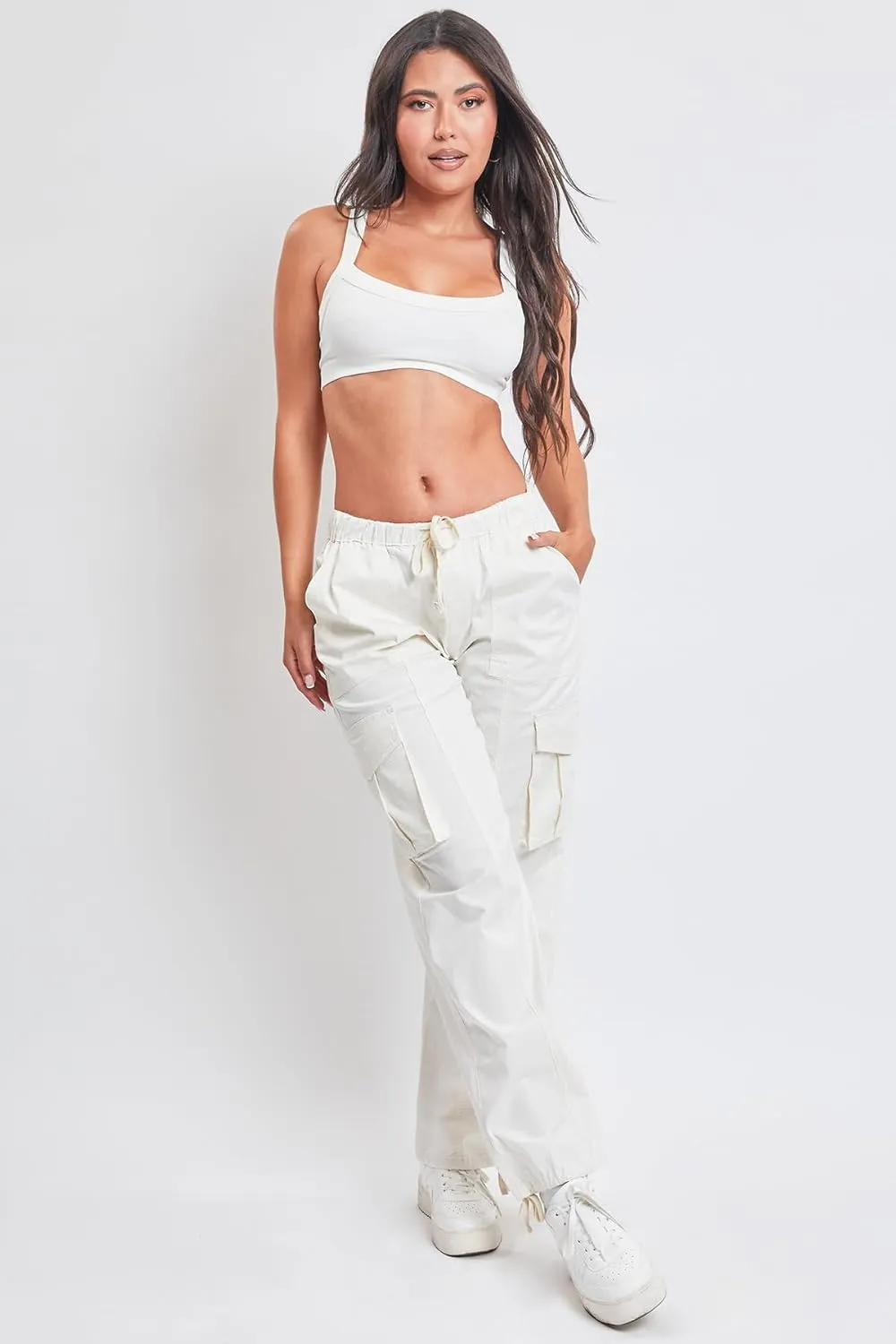 YMI Jeans Women's Mid Rise Pull on Cargo Pants