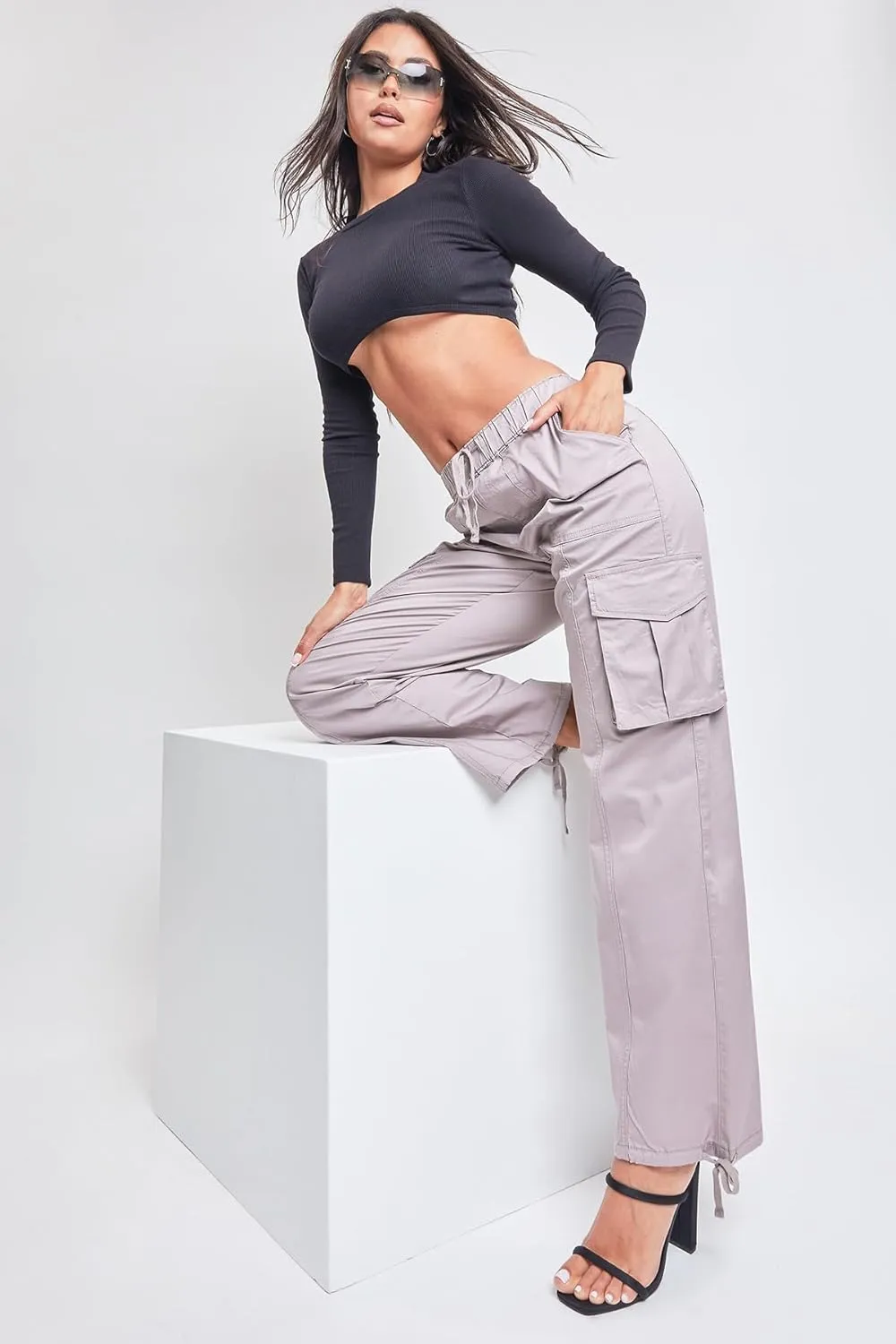 YMI Jeans Women's Mid Rise Pull on Cargo Pants