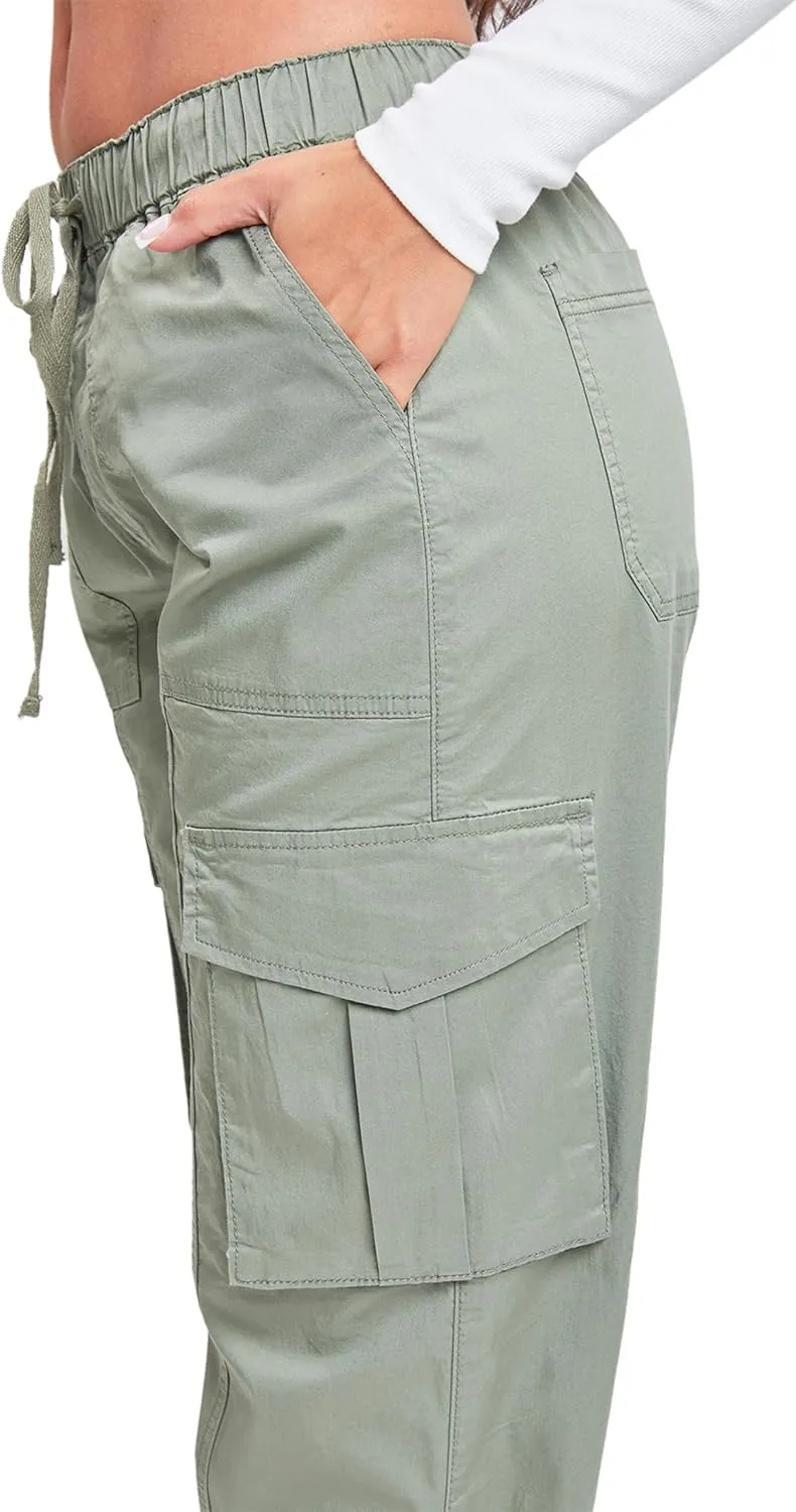 YMI Jeans Women's Mid Rise Pull on Cargo Pants