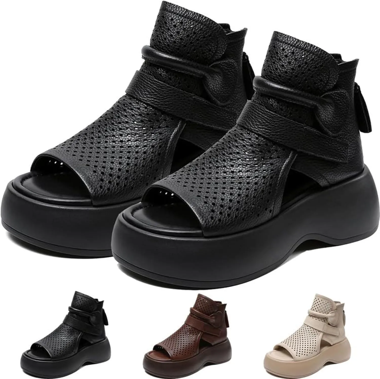 YTINGNICE Lurebest Orthopedic Sandals, Lurebest Soft Sole Leather Orthopedic Shoes for Women, Walking Wedges Platform Sandal Arch Support Soft Sole Wide Width Adjustable…