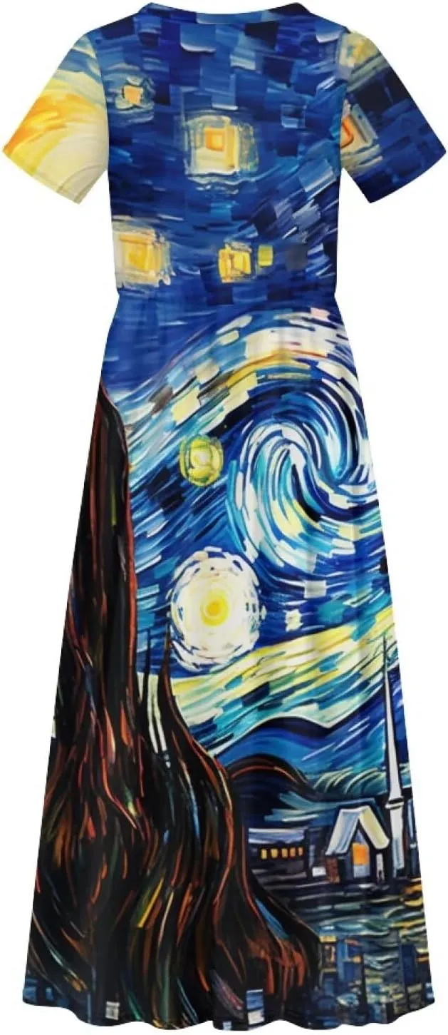 ZFRXIGN Short Sleeve Long Dress for Girls 5-14 Years Maxi Dresses with Pocket Sundress Summer Casual