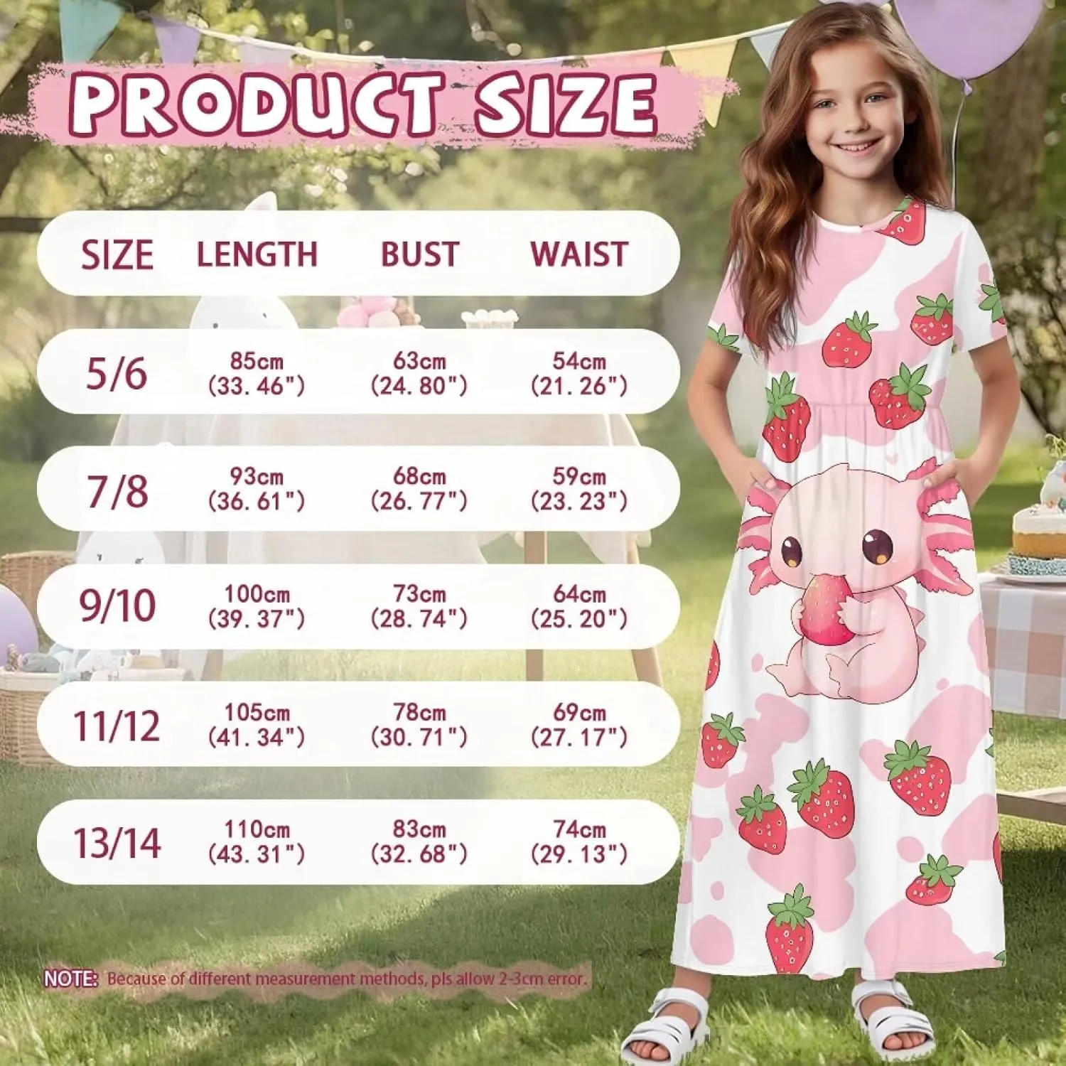 ZFRXIGN Short Sleeve Long Dress for Girls 5-14 Years Maxi Dresses with Pocket Sundress Summer Casual