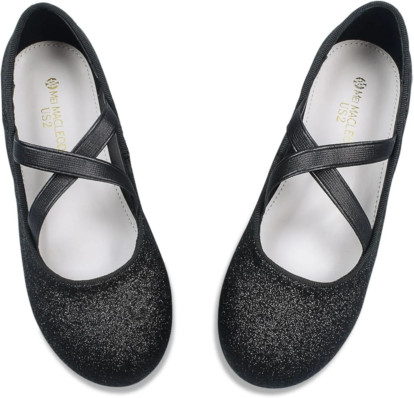 ZGDG Girls Flat Dress Shoes Ballet Shoes,Glitter Mary Jane Flats Wedding Party Ballerinas with Elastic Strap for Little/Big Kid